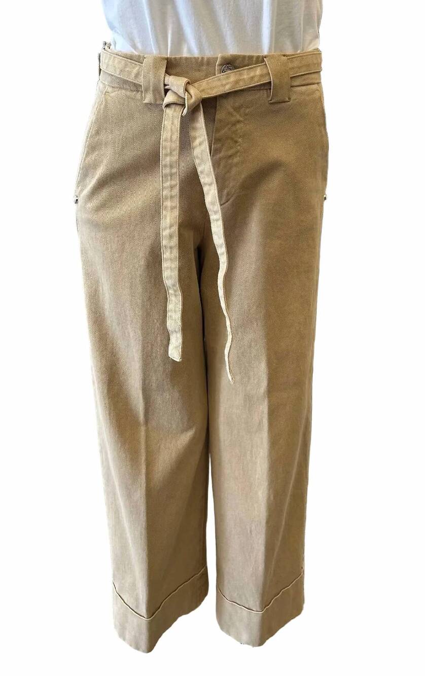 NEW MASON'S women's new york studio wide leg crop pant in wheat